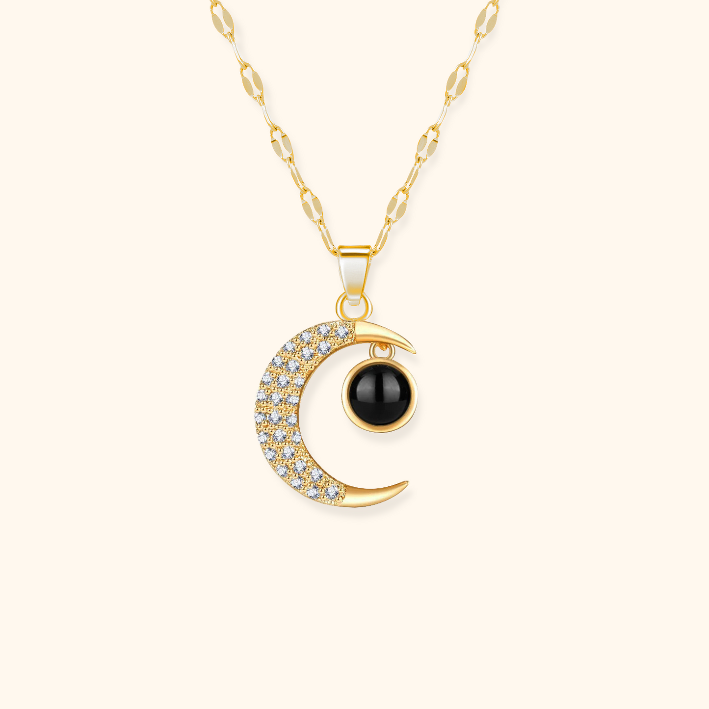 Crescent Moon Photo Projection Necklace