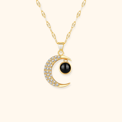 Crescent Moon Photo Projection Necklace
