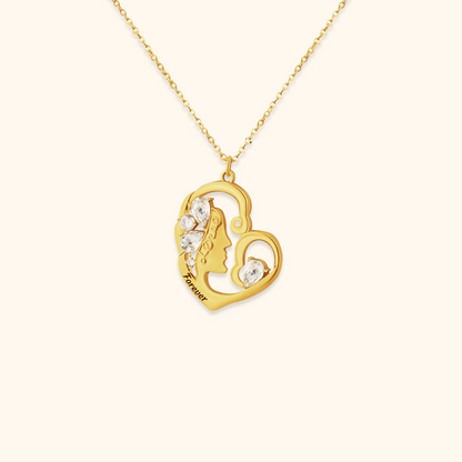 Mom's Heart Birthstone Necklace