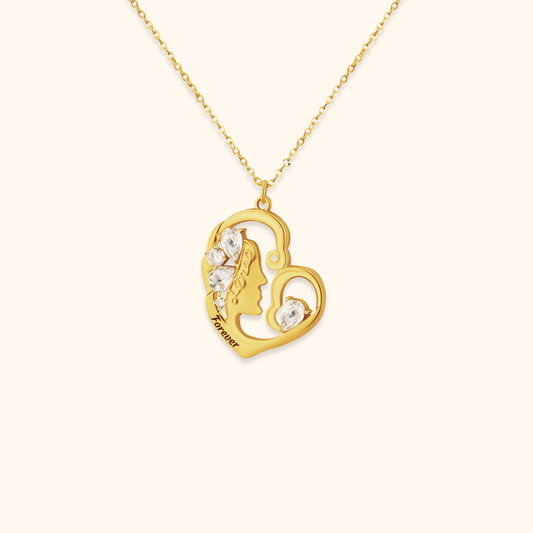 Mom's Heart Birthstone Necklace