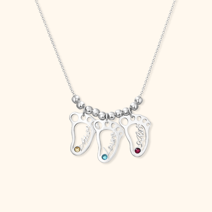 Baby Footprint Birthstone Necklace