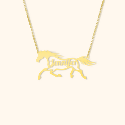 Personalized Name Horse Necklace