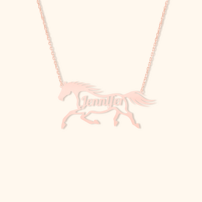 Personalized Name Horse Necklace