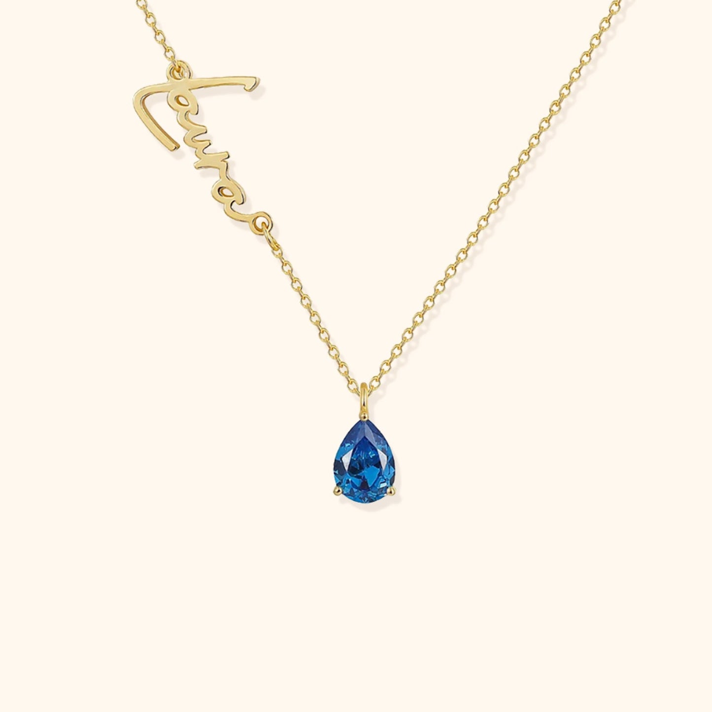 Calligraphy Name Birthstone Necklace