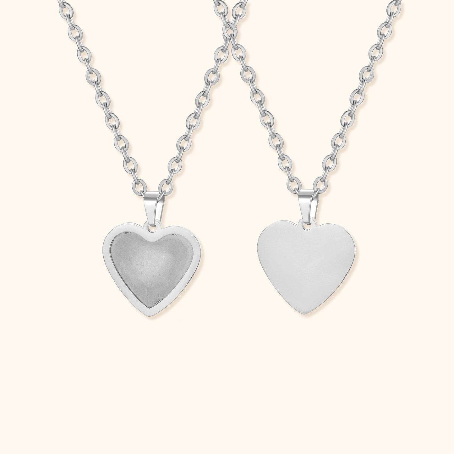 Heart & Round Shaped Photo Necklace