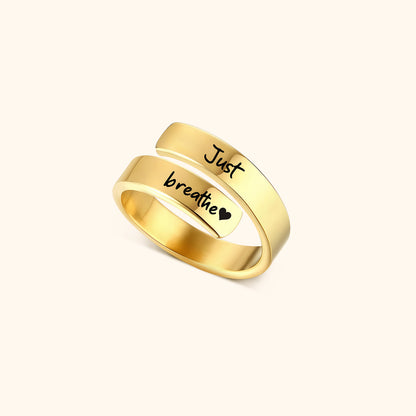 Just Breathe Quote Ring with Message Card