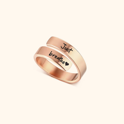 Just Breathe Quote Ring with Message Card