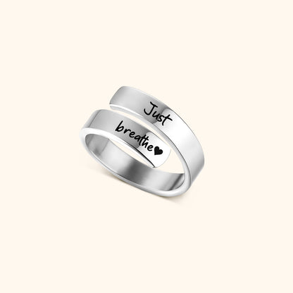 Just Breathe Quote Ring with Message Card