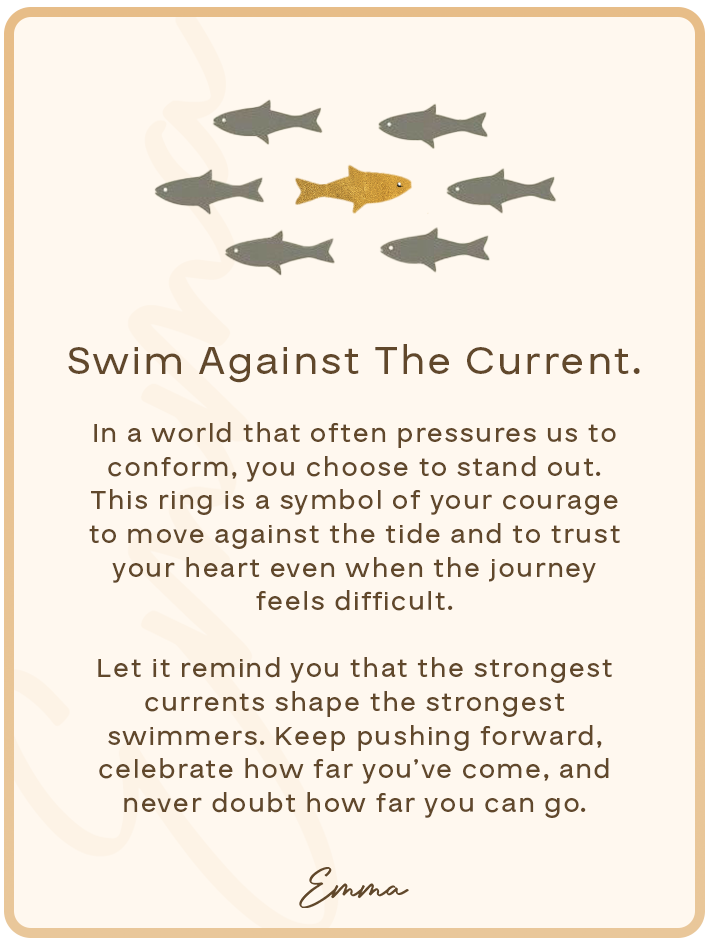 Swimming Against the Current Ring with Message Card