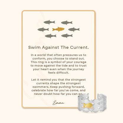 Swimming Against the Current Ring with Message Card