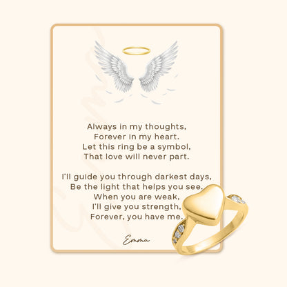 Forever Heart Urn Ring with Message Card
