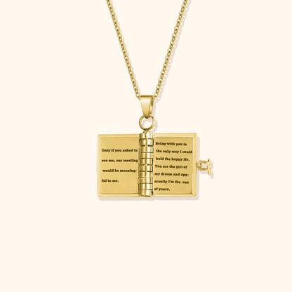 Secret Love Message Book Necklace