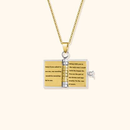 Secret Love Message Book Necklace