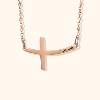 Personalized Curved Cross Necklace