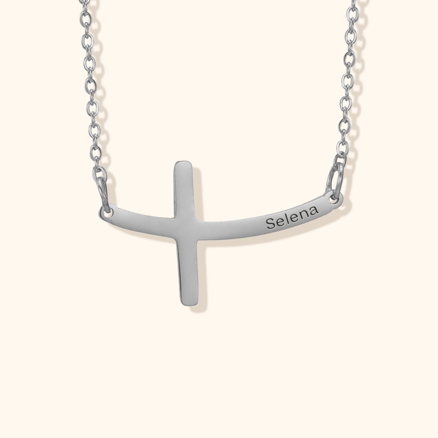 Personalized Curved Cross Necklace