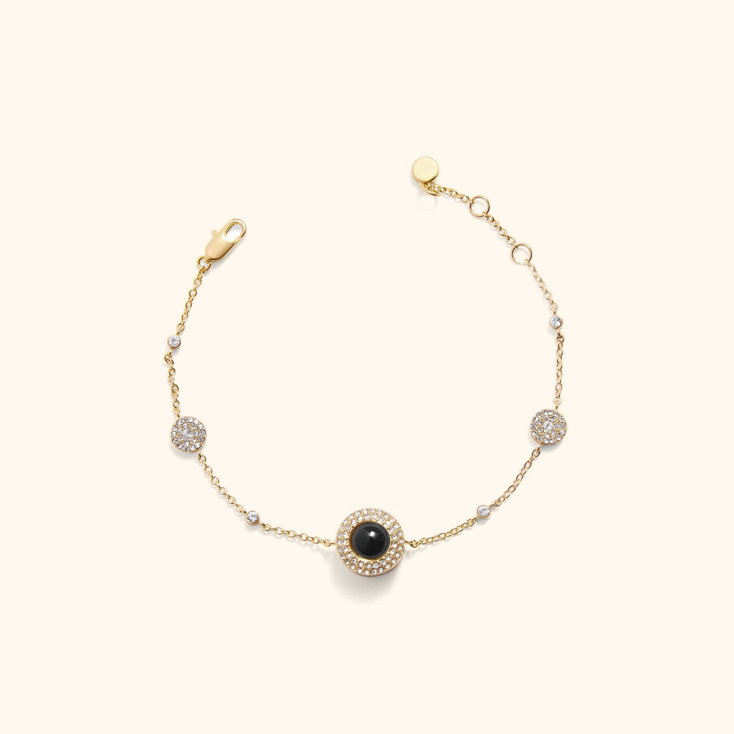 Sparkling Pave Circle Photo Bracelet