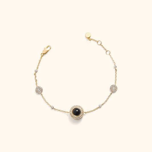 Sparkling Pave Circle Photo Bracelet