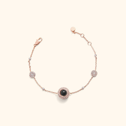 Sparkling Pave Circle Photo Bracelet