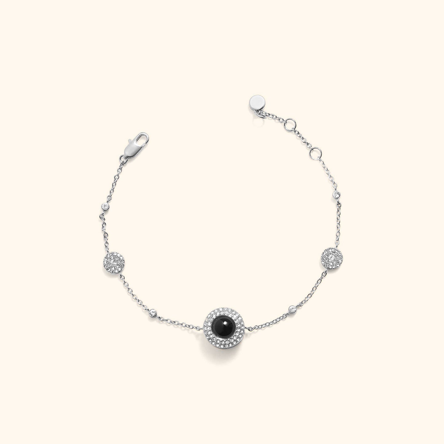 Sparkling Pave Circle Photo Bracelet