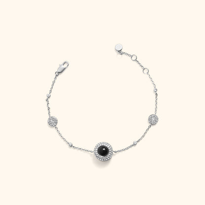 Sparkling Pave Circle Photo Bracelet