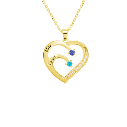 Personalized Name Heart Birthstone Necklace