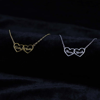 Personalized Two Hearts Necklace