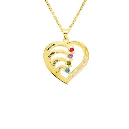 Personalized Name Heart Birthstone Necklace