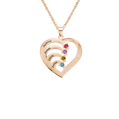 Personalized Name Heart Birthstone Necklace