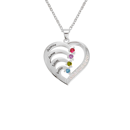 Personalized Name Heart Birthstone Necklace