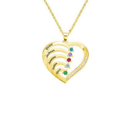 Personalized Name Heart Birthstone Necklace