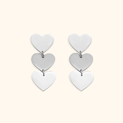 Triple Heart Statement Earrings