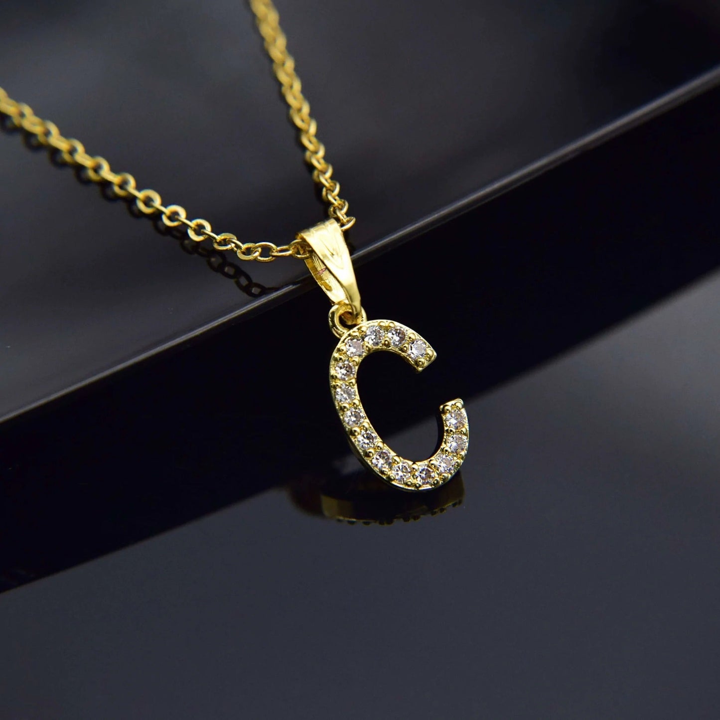 Cubic Zirconia Initial Necklace
