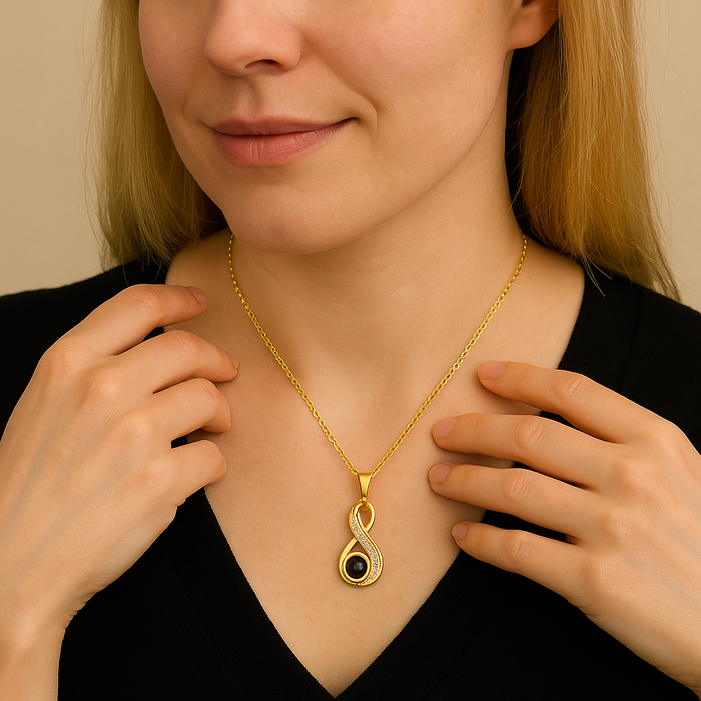 Infinity Heart Photo Pendant Necklace