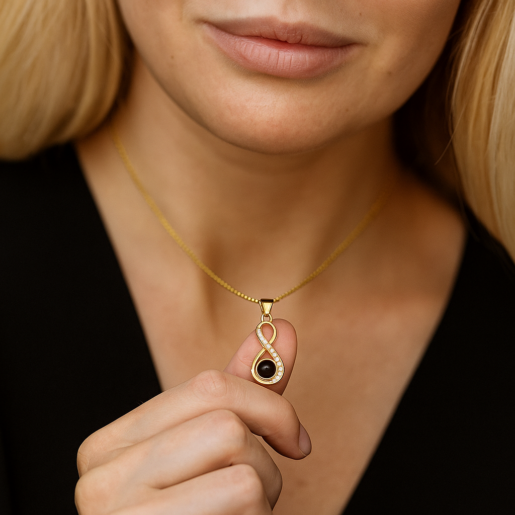 Infinity Heart Photo Pendant Necklace