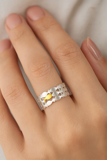 Swimming Against the Current Ring with Message Card