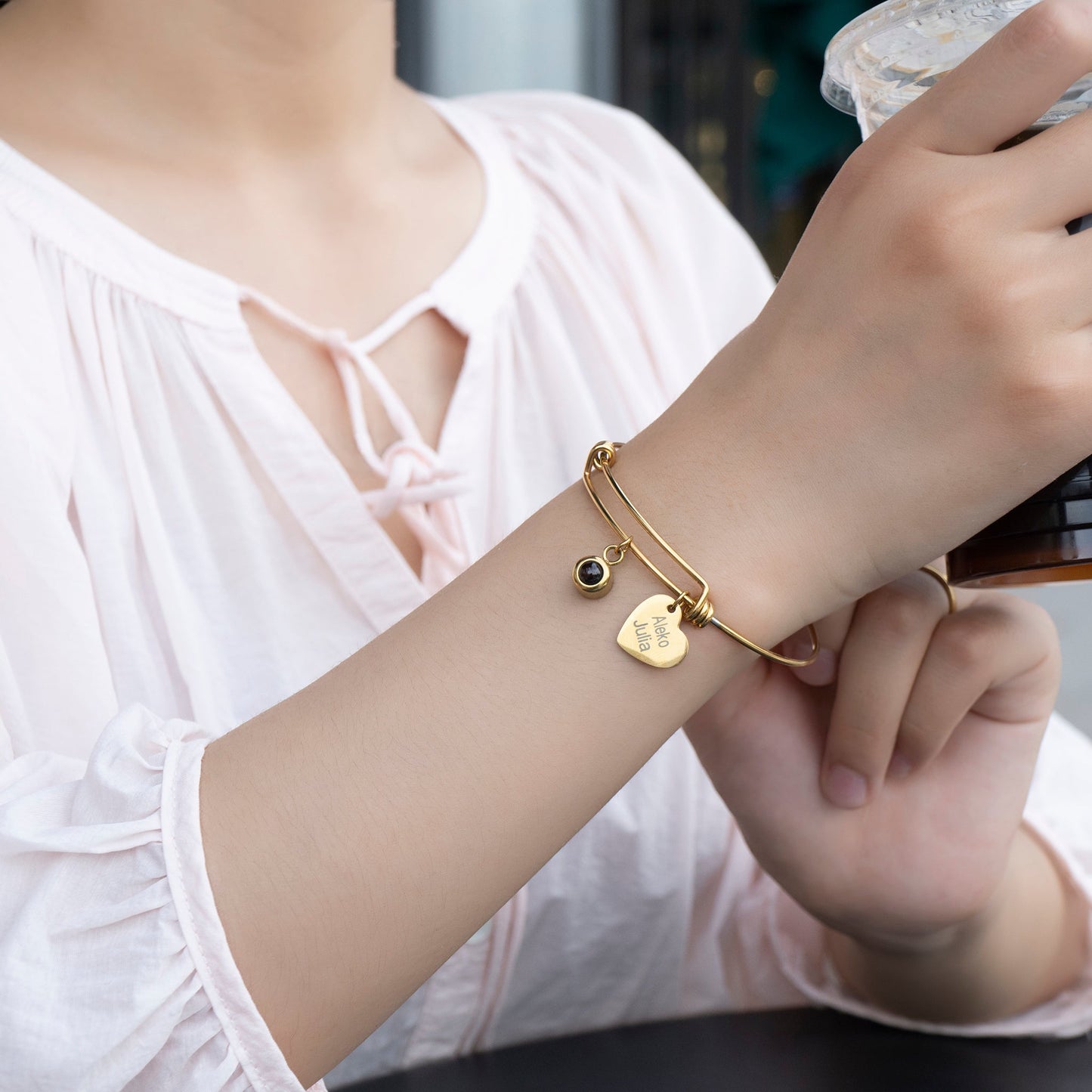 Personalized Name Charm Photo Projection Bracelet
