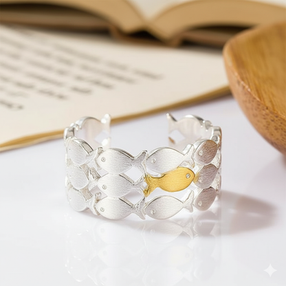 Swimming Against the Current Ring with Message Card