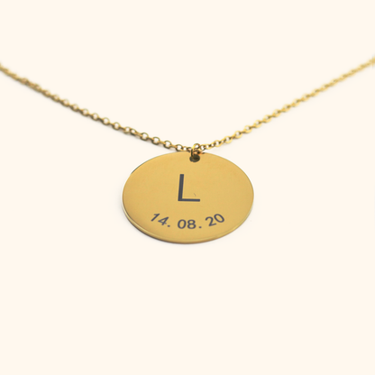 Custom Initial and Date Coin Necklace