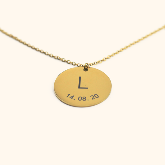 Custom Initial and Date Coin Necklace