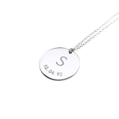 Custom Initial and Date Coin Necklace