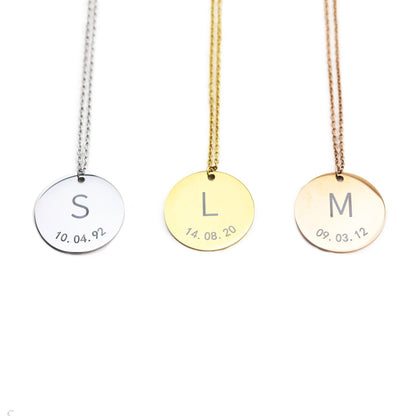 Custom Initial and Date Coin Necklace