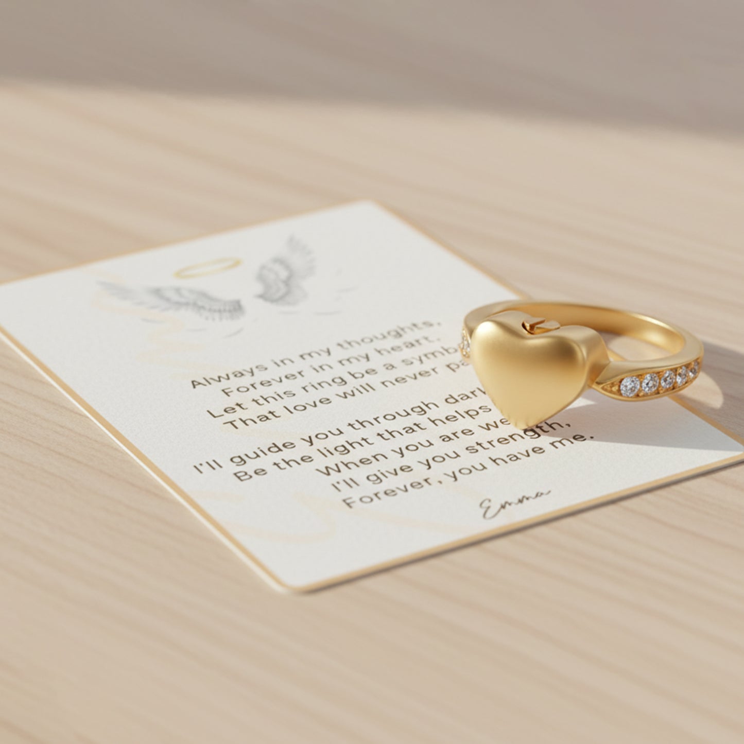 Forever Heart Urn Ring with Message Card