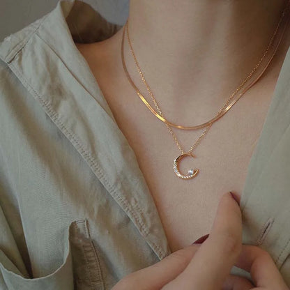 Sparkling Moon & Star Necklace