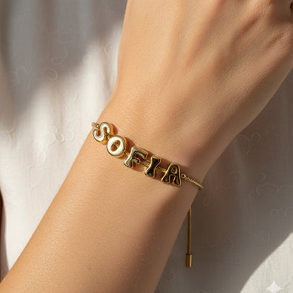 Bubble Letter Name Bracelet