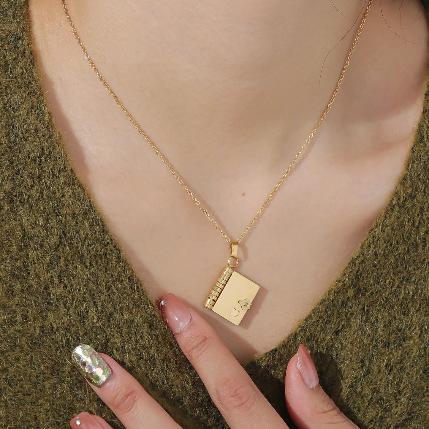 Secret Love Message Book Necklace