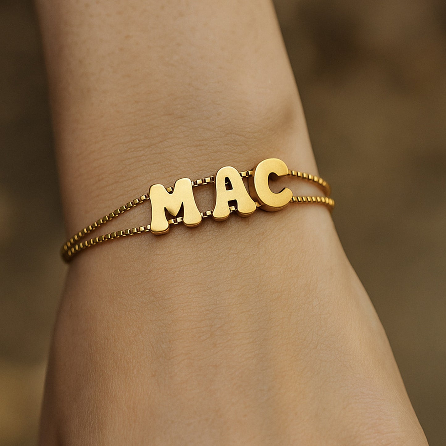 Bubble Letter Name Bracelet