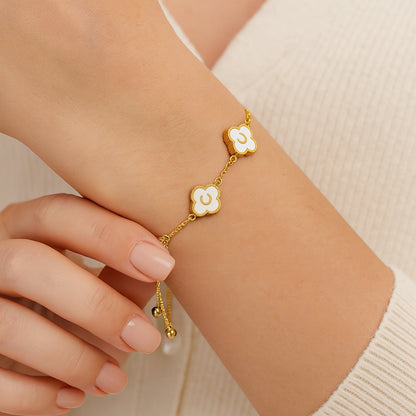 Pearl Clover Name Bracelet