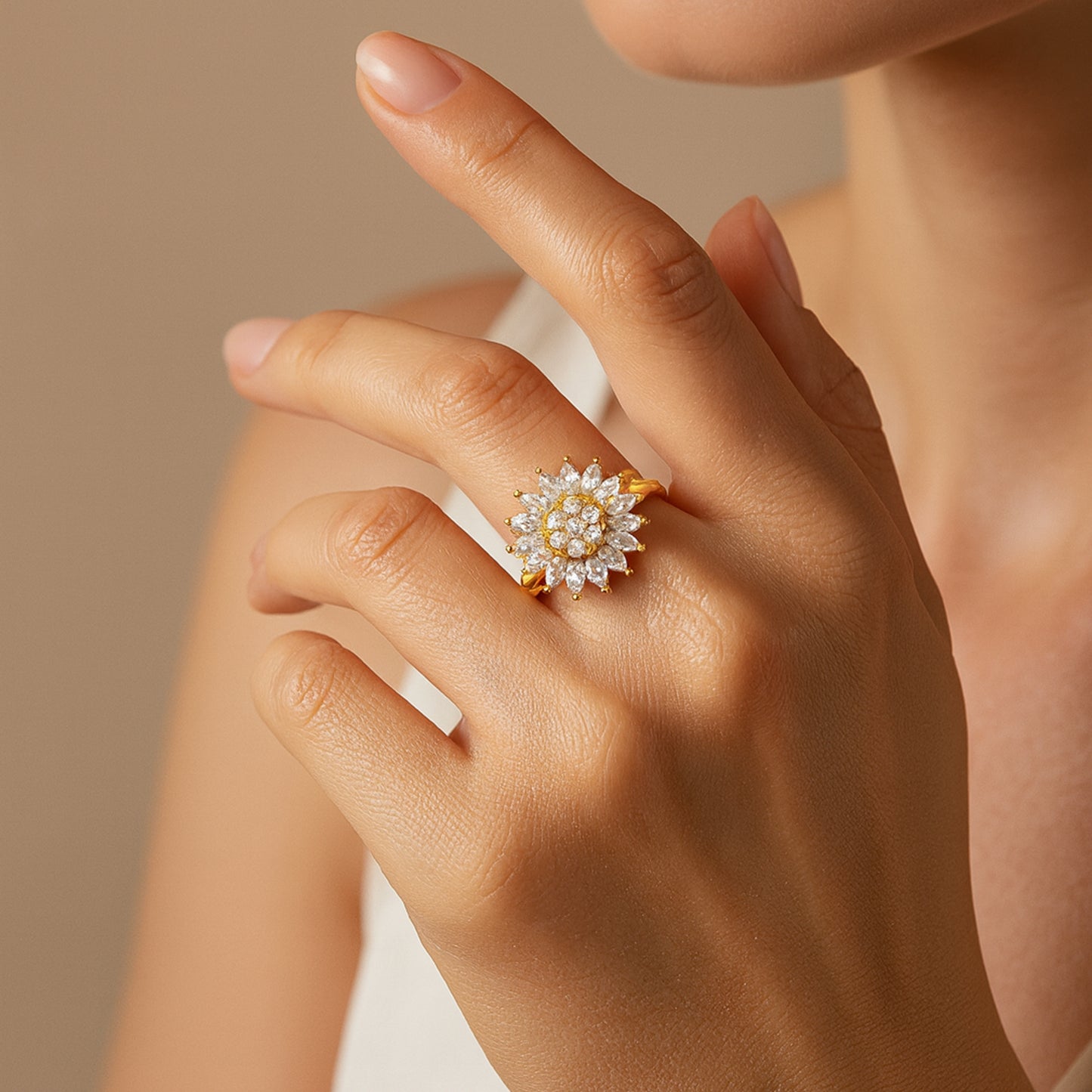 Sunflower Sparkle Spinning Ring