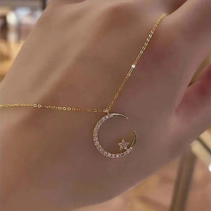 Sparkling Moon & Star Necklace