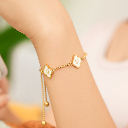 Pearl Clover Name Bracelet